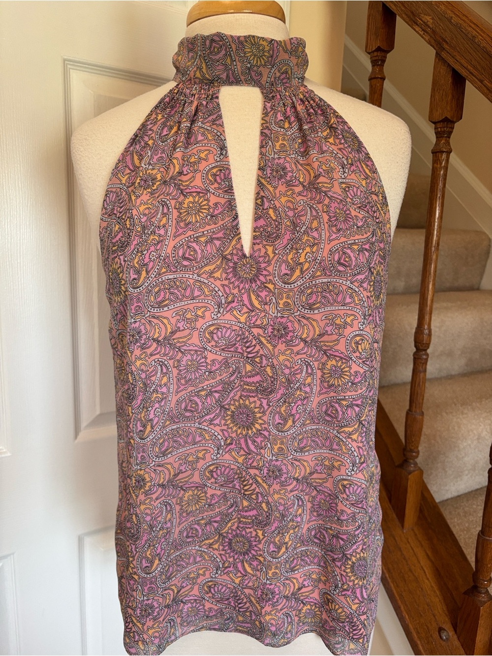 Ramy Brook Lula paisley print sleeveless halter top in pink